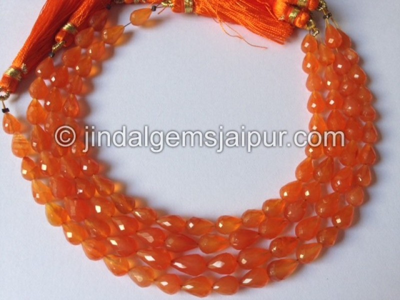 Carnelian Faceted Drops Shape Beads
